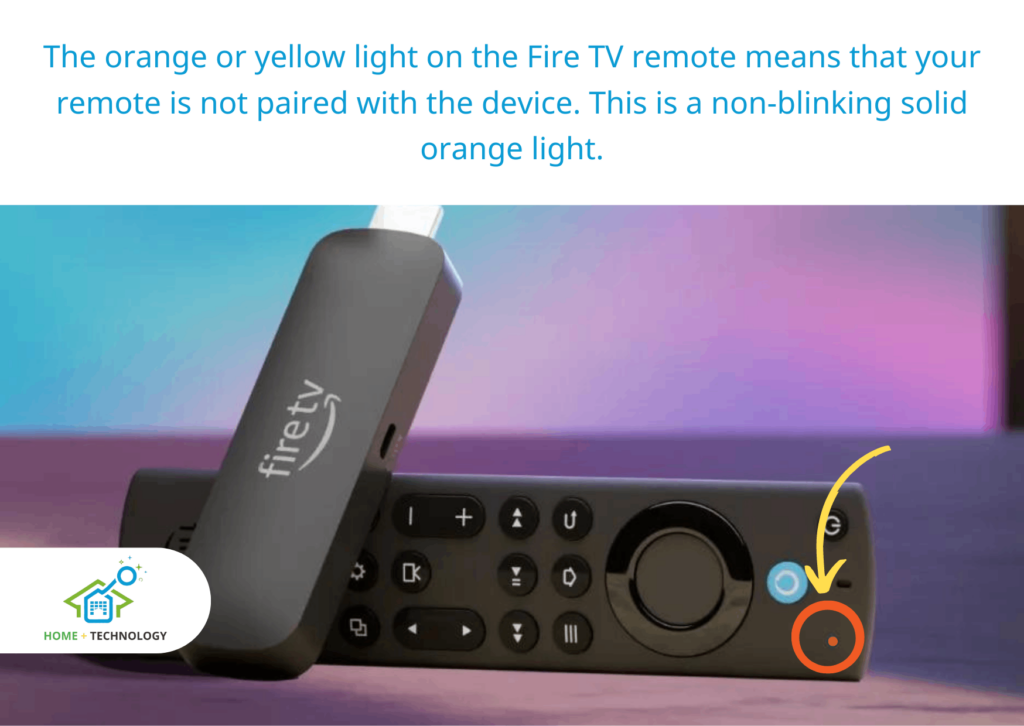 Firestick remote showing orange/yellow light.